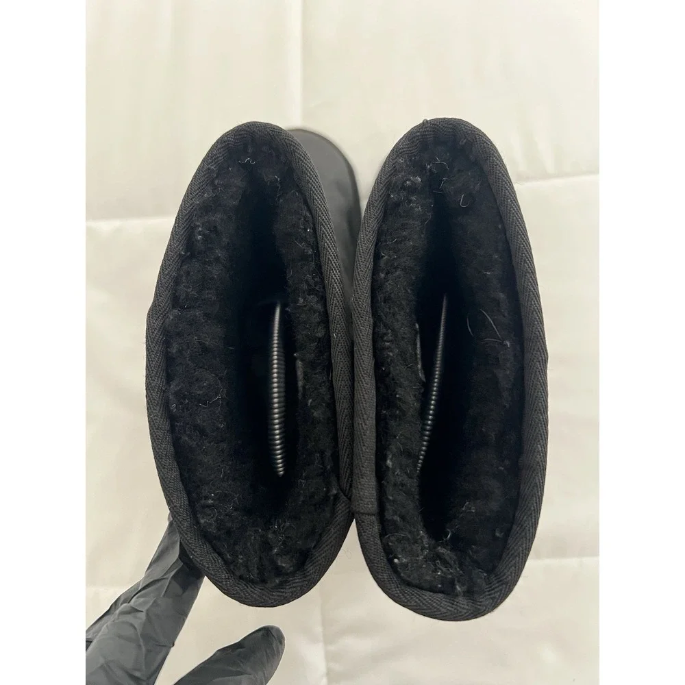 Ugg Essential Short Black Waterproof‎ Leather Warm Comfort Boots Shoes Wool Sz 7